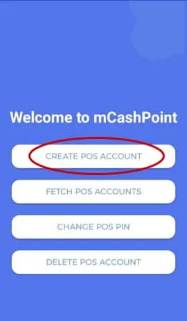 The Create POS Account button in the app