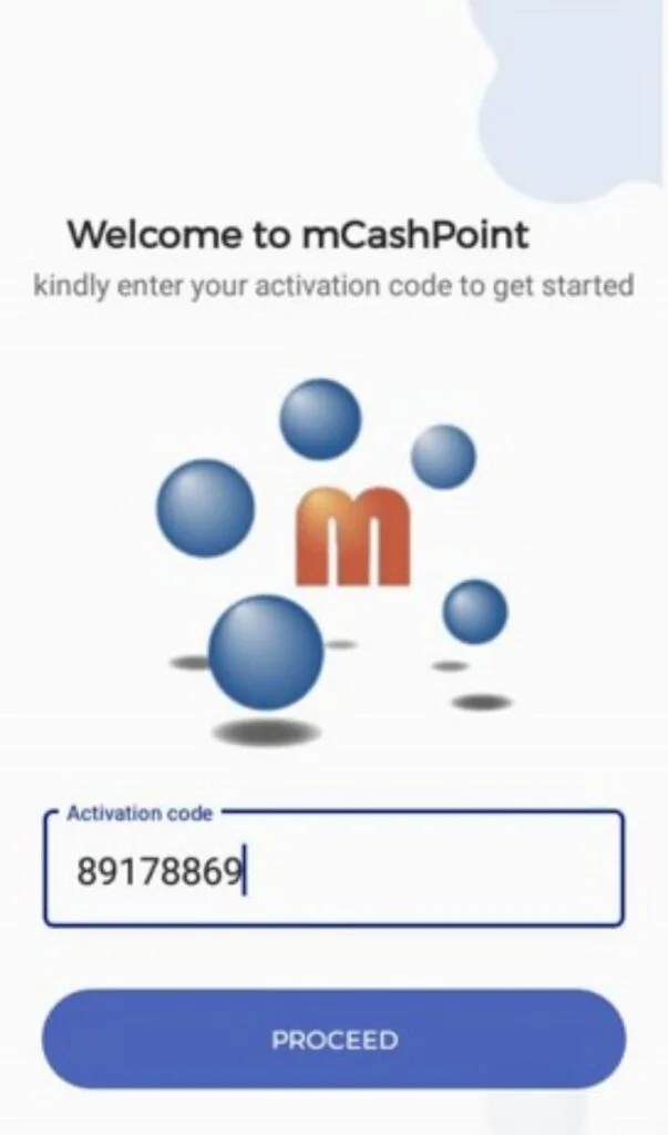 Entering the activation code on the app's activation screen