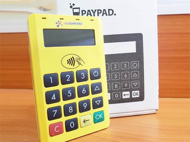 mcashpoint pin pad with its packaging behind it